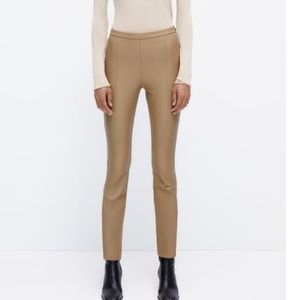 Zara Faux Leather Skinny Pants with Side Zipper